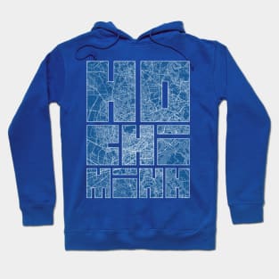 Ho Chi Minh, Vietnam Map Typography - Blueprint Hoodie